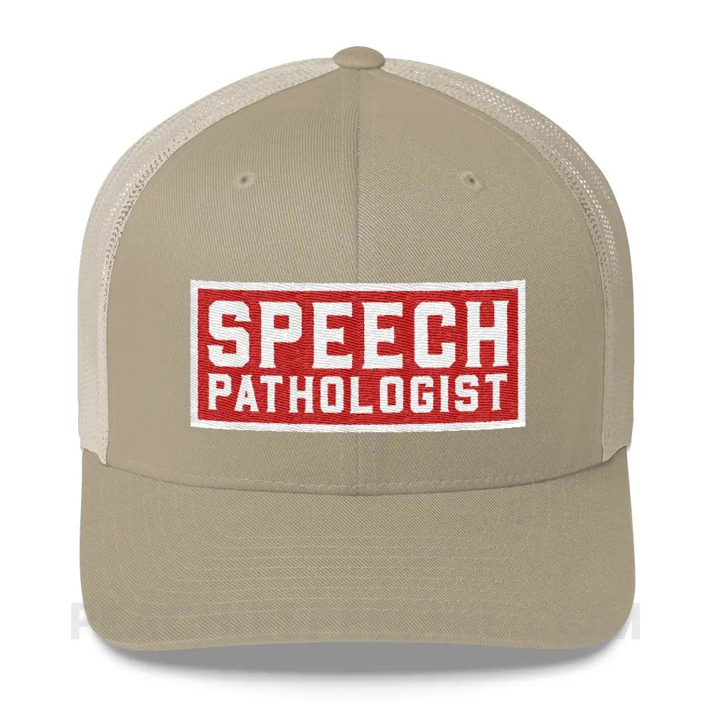 Speech Pathologist Trucker Hat - Khaki - Hats peachiespeechie.com
