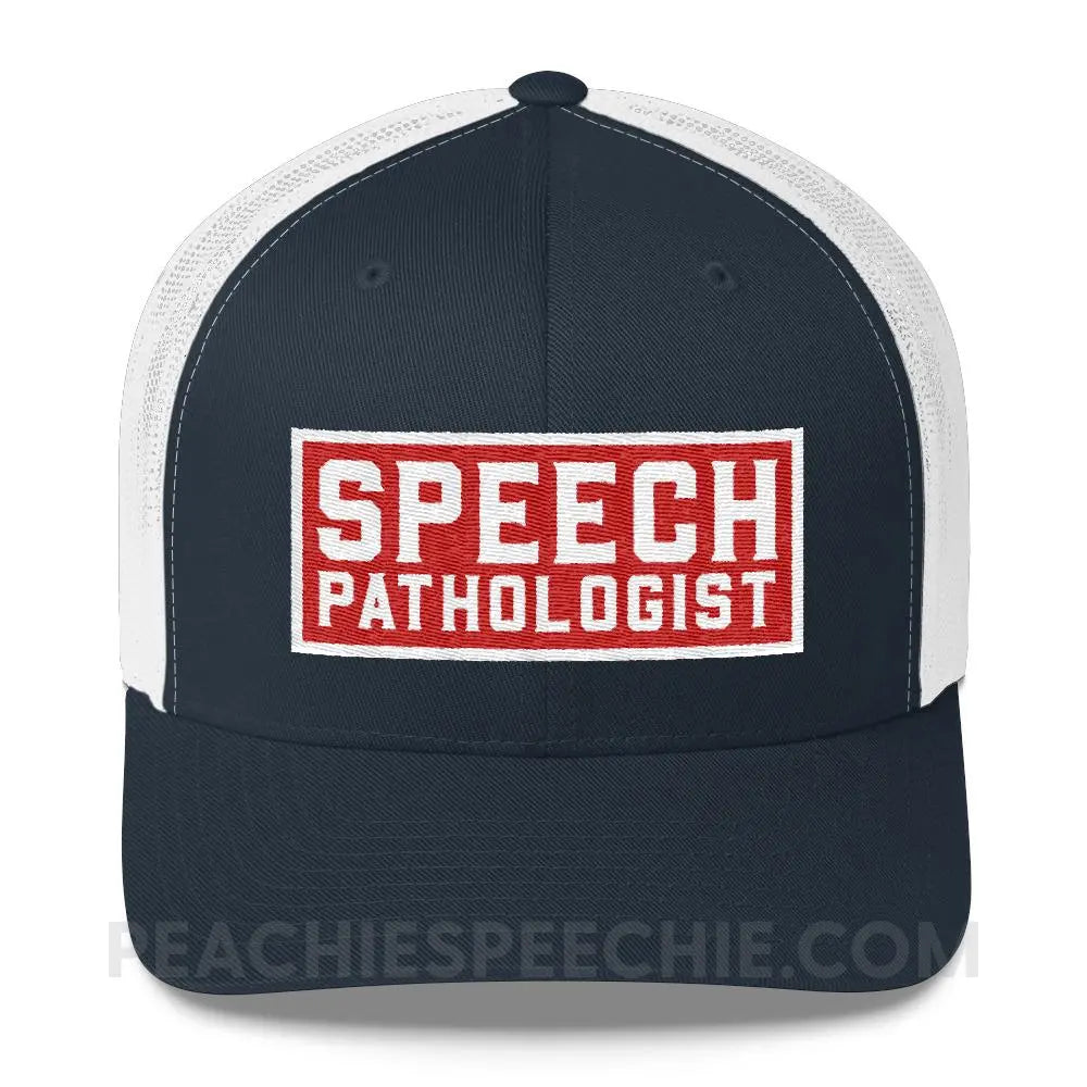 Speech Pathologist Trucker Hat - Navy/ White - Hats peachiespeechie.com