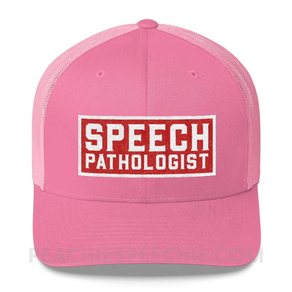 Speech Pathologist Trucker Hat - Pink - Hats peachiespeechie.com