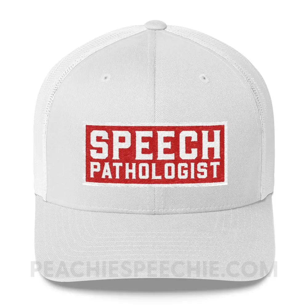 Speech Pathologist Trucker Hat - White - Hats peachiespeechie.com