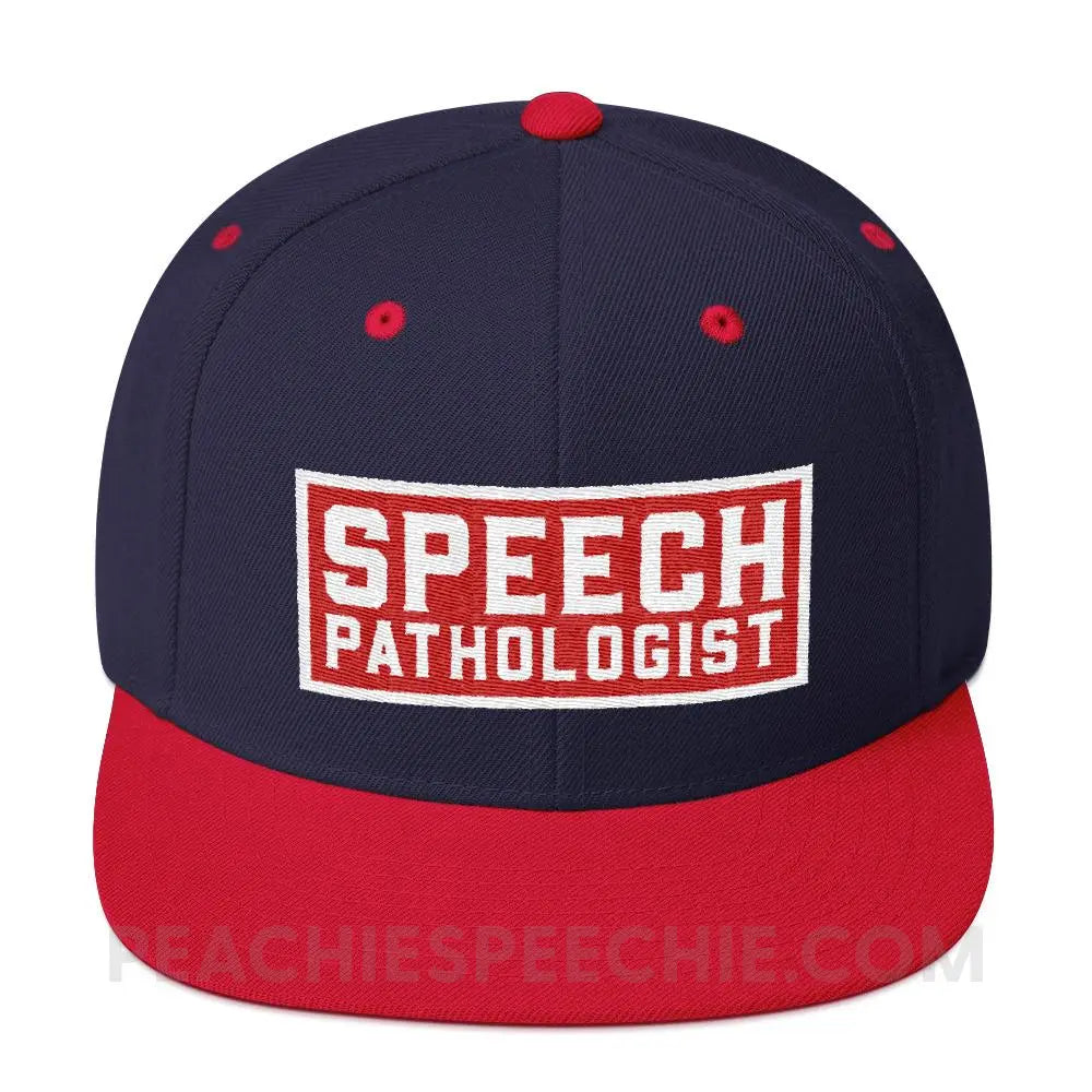 Speech Pathologist Wool Blend Ball Cap - Navy/ Red - Hats peachiespeechie.com