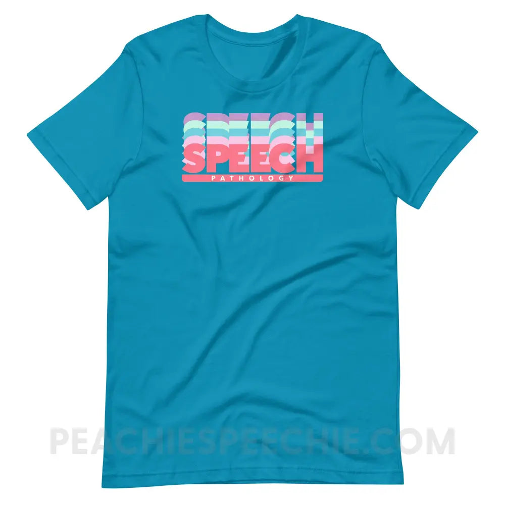 Speech Pathology Color Shades Premium Soft Tee - Aqua / S - peachiespeechie.com