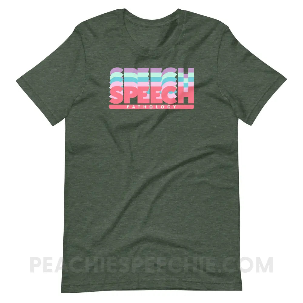 Speech Pathology Color Shades Premium Soft Tee - Heather Forest / S - peachiespeechie.com