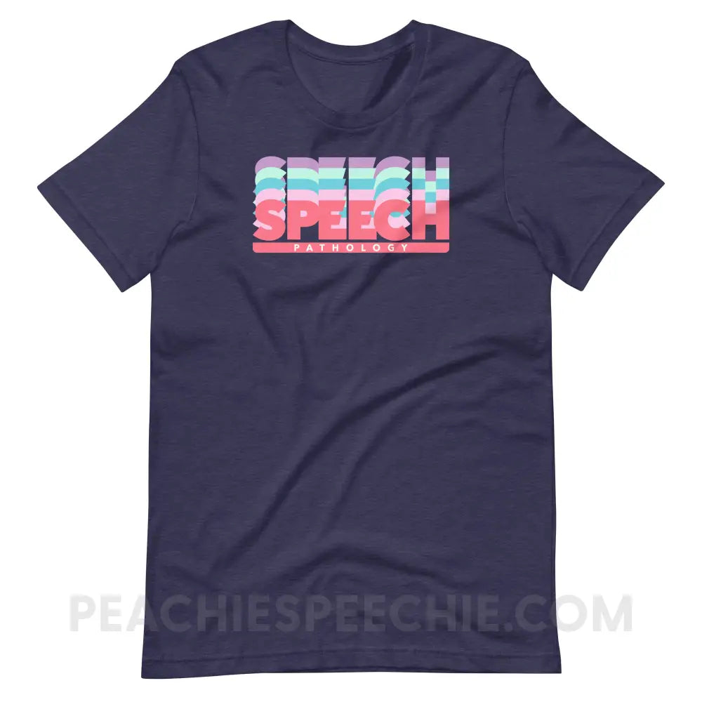 Speech Pathology Color Shades Premium Soft Tee - Heather Midnight Navy / XS - peachiespeechie.com