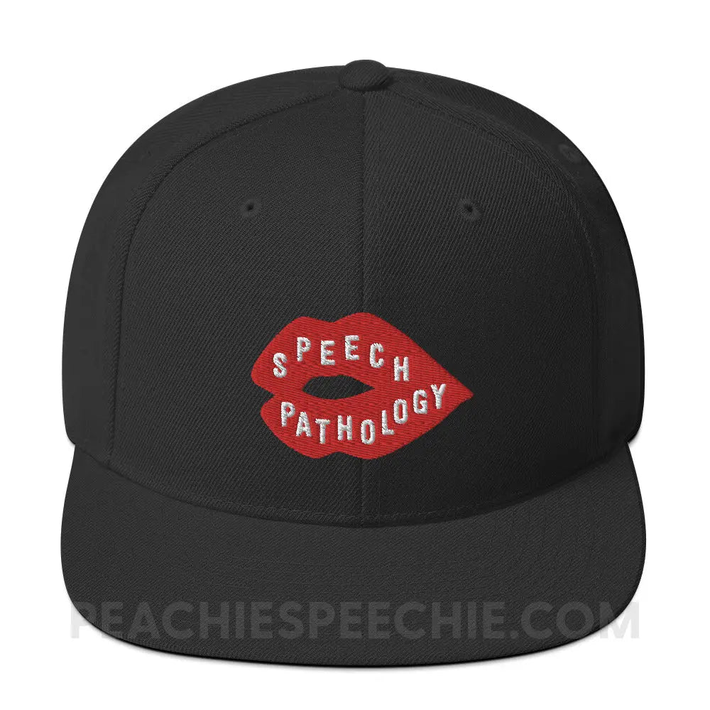 Speech Pathology Lips Premium Ball Cap - Black - peachiespeechie.com