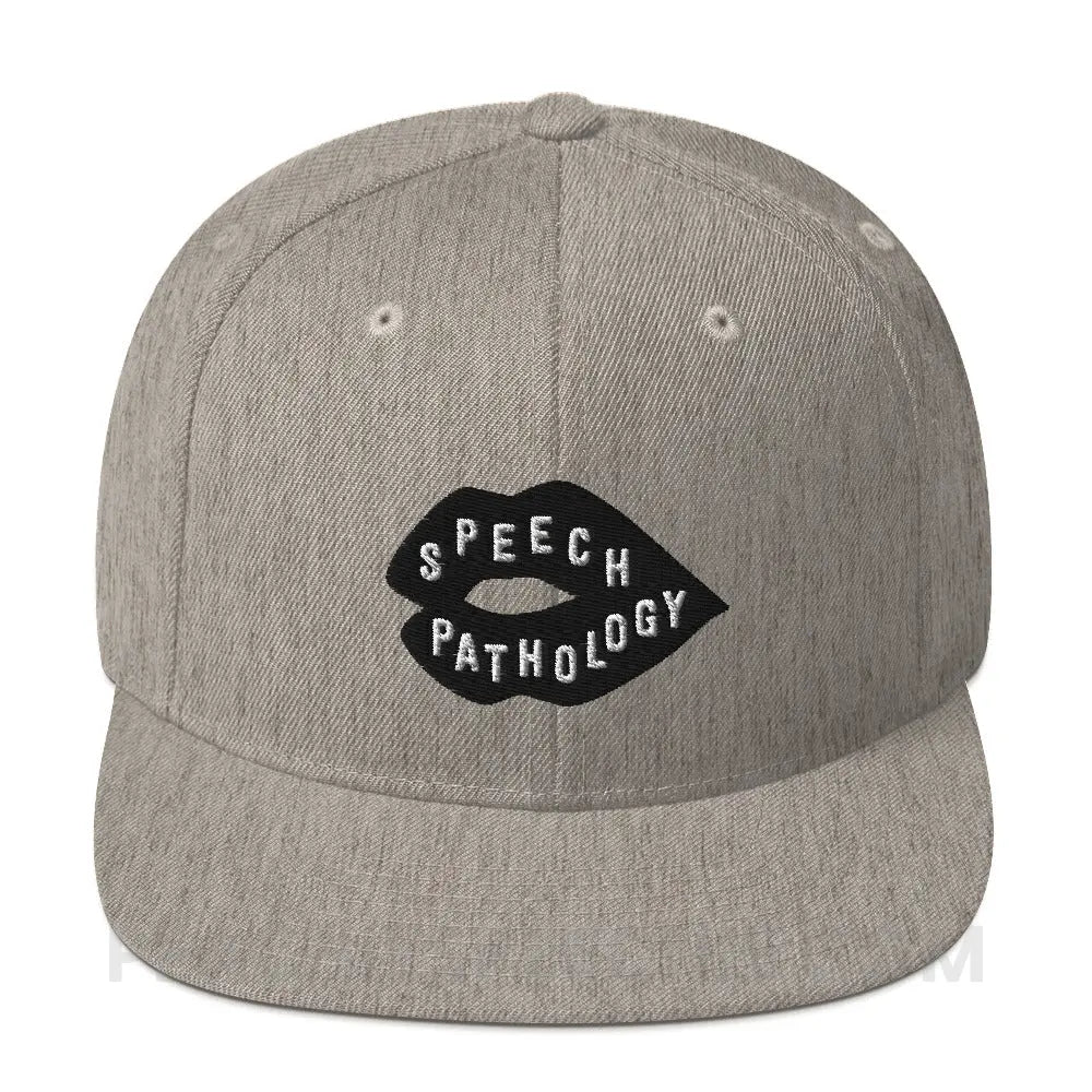 Speech Pathology Lips Premium Ball Cap - Heather Grey - peachiespeechie.com