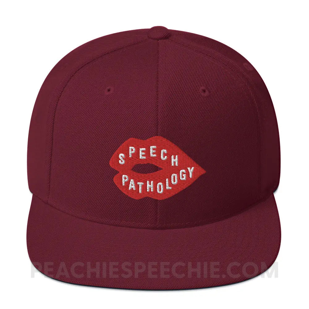 Speech Pathology Lips Premium Ball Cap - Maroon - peachiespeechie.com