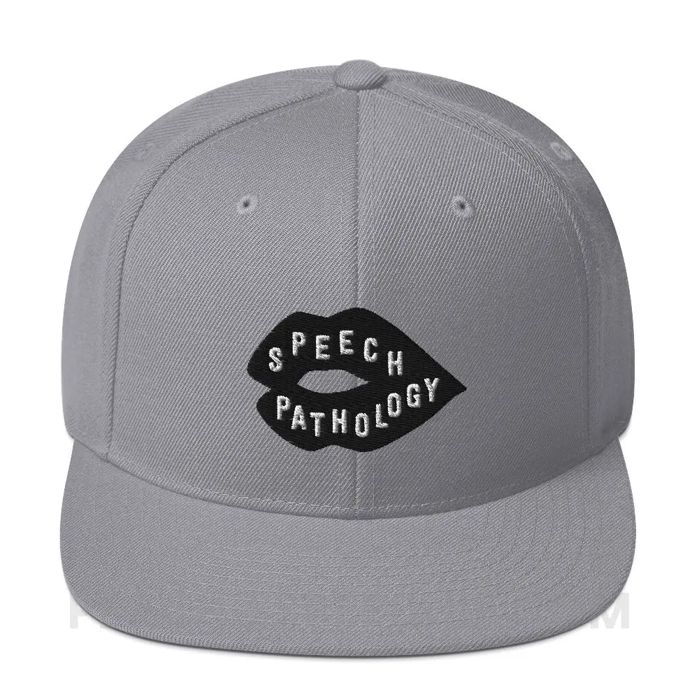Speech Pathology Lips Premium Ball Cap - Silver - peachiespeechie.com