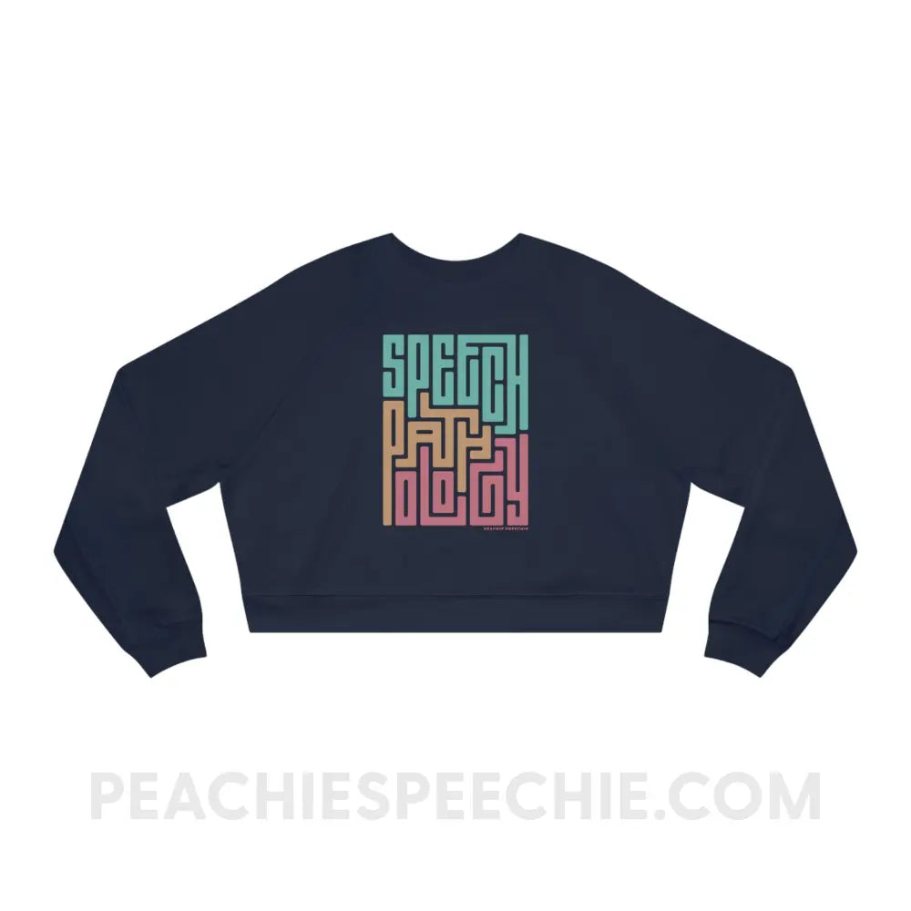 Speech Pathology Maze Premium Crop Crewneck - Navy / S - Sweatshirt peachiespeechie.com