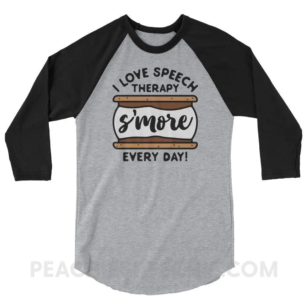 Speech S’more Baseball Tee - Heather Grey/Black / XS - T-Shirts & Tops peachiespeechie.com