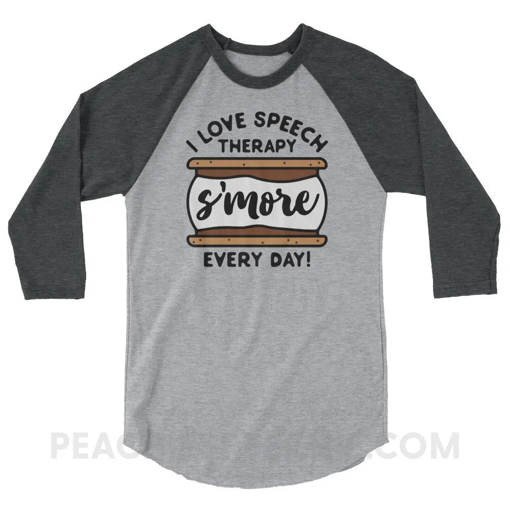 Speech S’more Baseball Tee - Heather Grey/Heather Charcoal / XS - T-Shirts & Tops peachiespeechie.com
