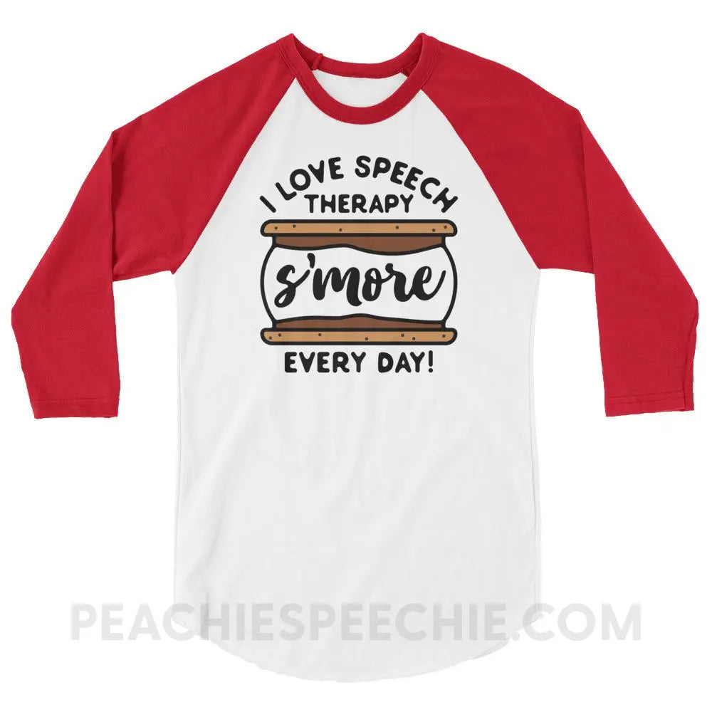 Speech S’more Baseball Tee - White/Red / XS - T-Shirts & Tops peachiespeechie.com