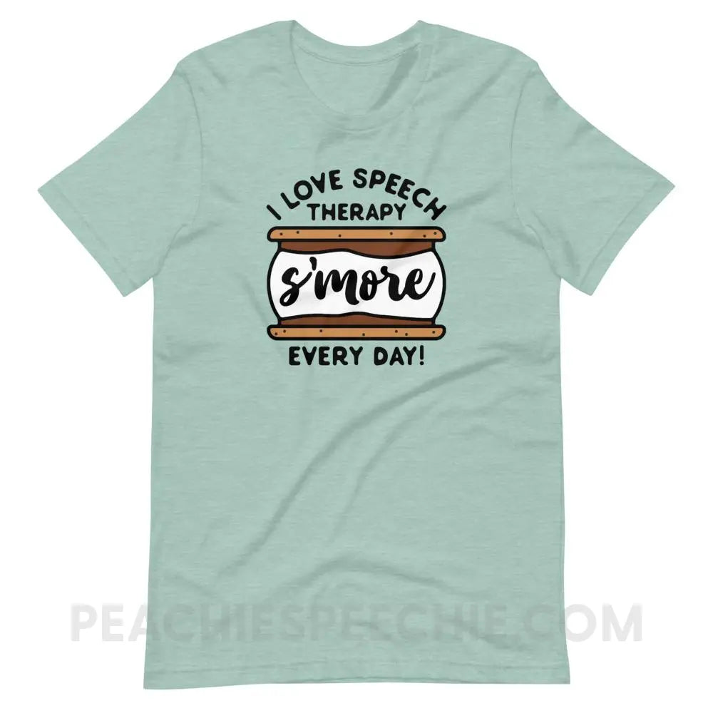 Speech S’more Premium Soft Tee - Heather Prism Dusty Blue / XS - T-Shirts & Tops peachiespeechie.com