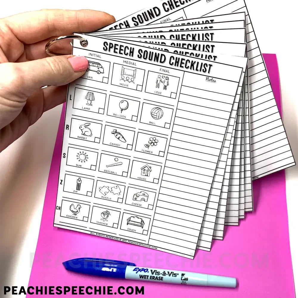 Speech Sound Checklist (No - Prep Articulation Screener) - Materials peachiespeechie.com