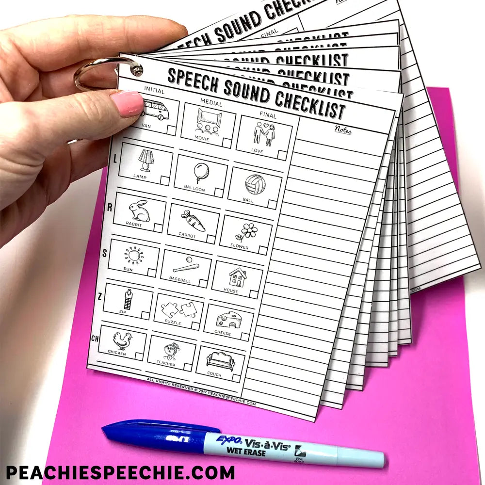 Speech Sound Checklist (No-Prep Articulation Screener) - Materials peachiespeechie.com