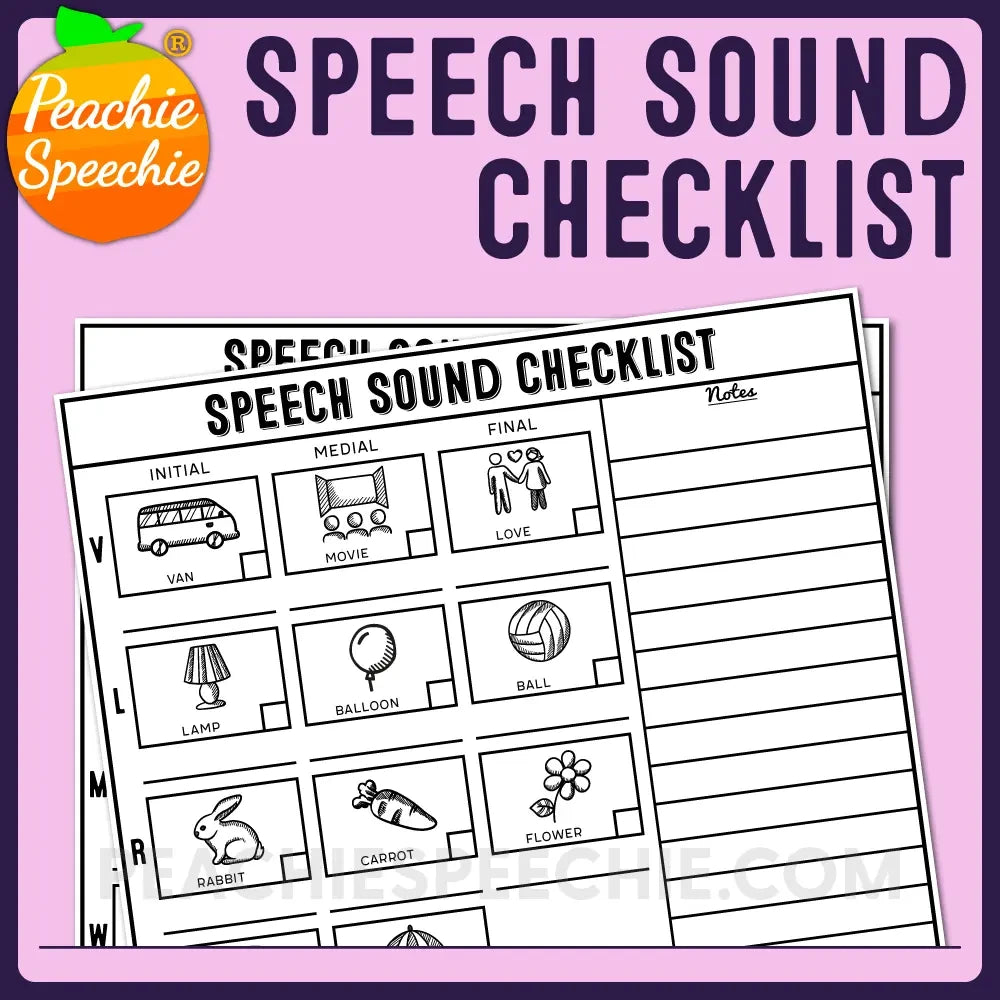Speech Sound Checklist (No-Prep Articulation Screener) - Materials peachiespeechie.com