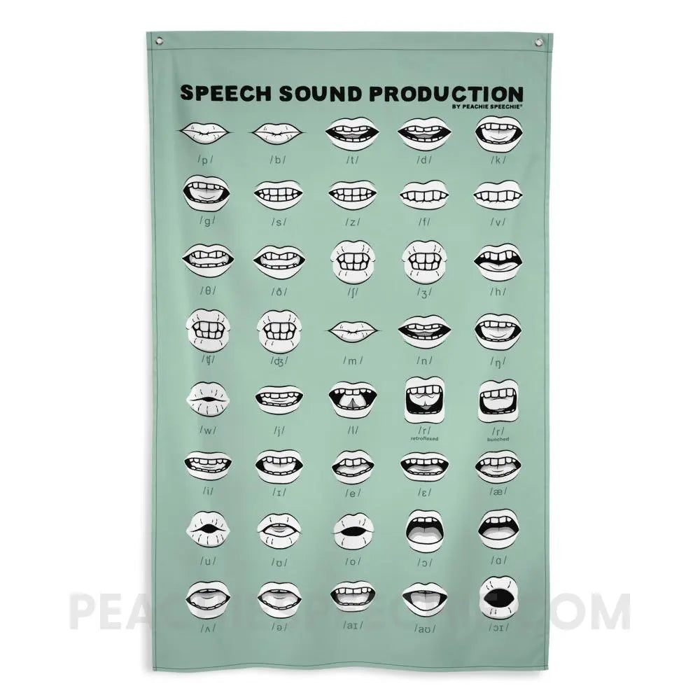 Speech Sound Production Flag - Mint - Posters peachiespeechie.com