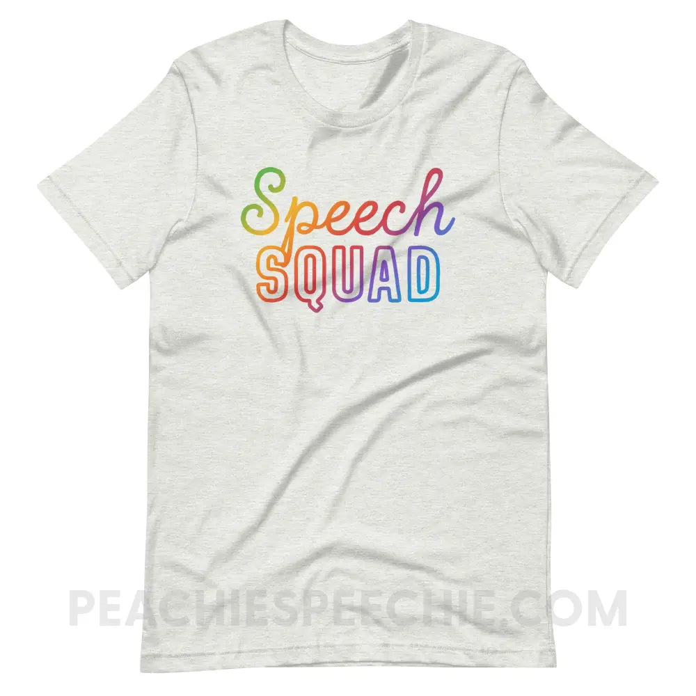 Speech Squad Rainbow Edition Premium Soft Tee - Ash / S - T-Shirt peachiespeechie.com