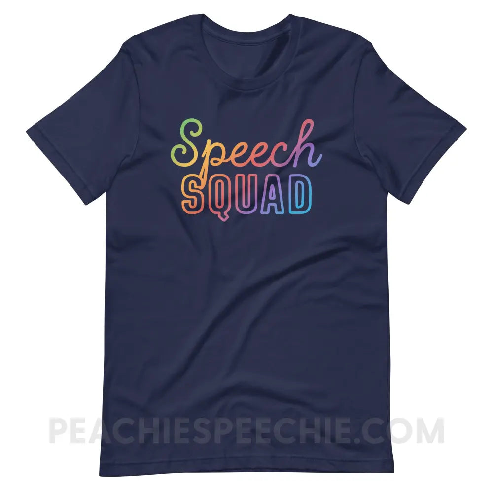 Speech Squad Rainbow Edition Premium Soft Tee - Navy / XS - T-Shirt peachiespeechie.com