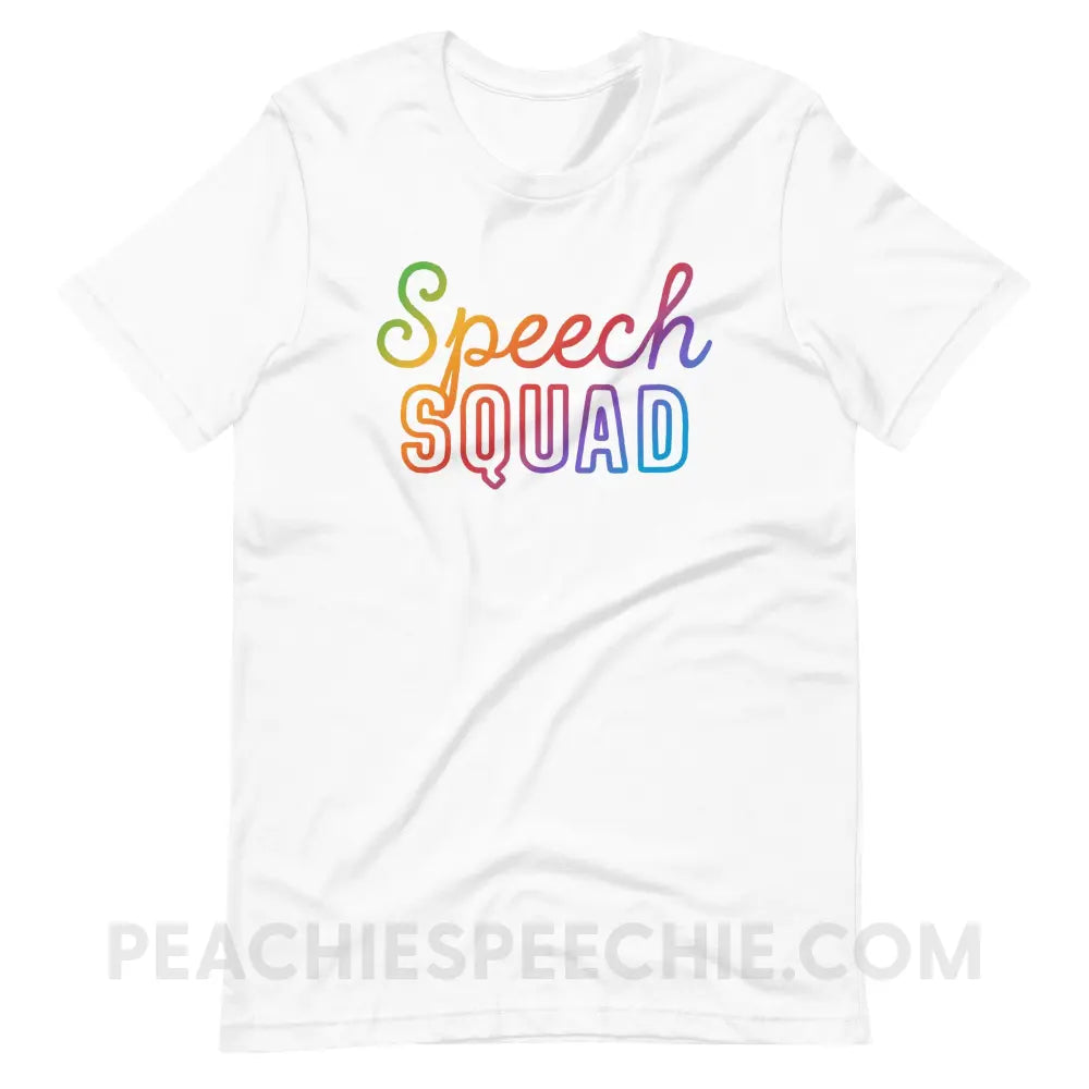 Speech Squad Rainbow Edition Premium Soft Tee - White / XS - T-Shirt peachiespeechie.com