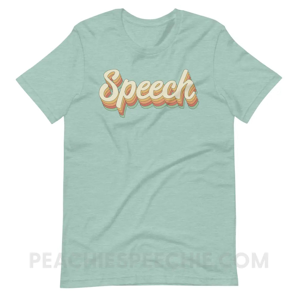 Speech Stack Premium Soft Tee - Heather Prism Dusty Blue / XS - peachiespeechie.com