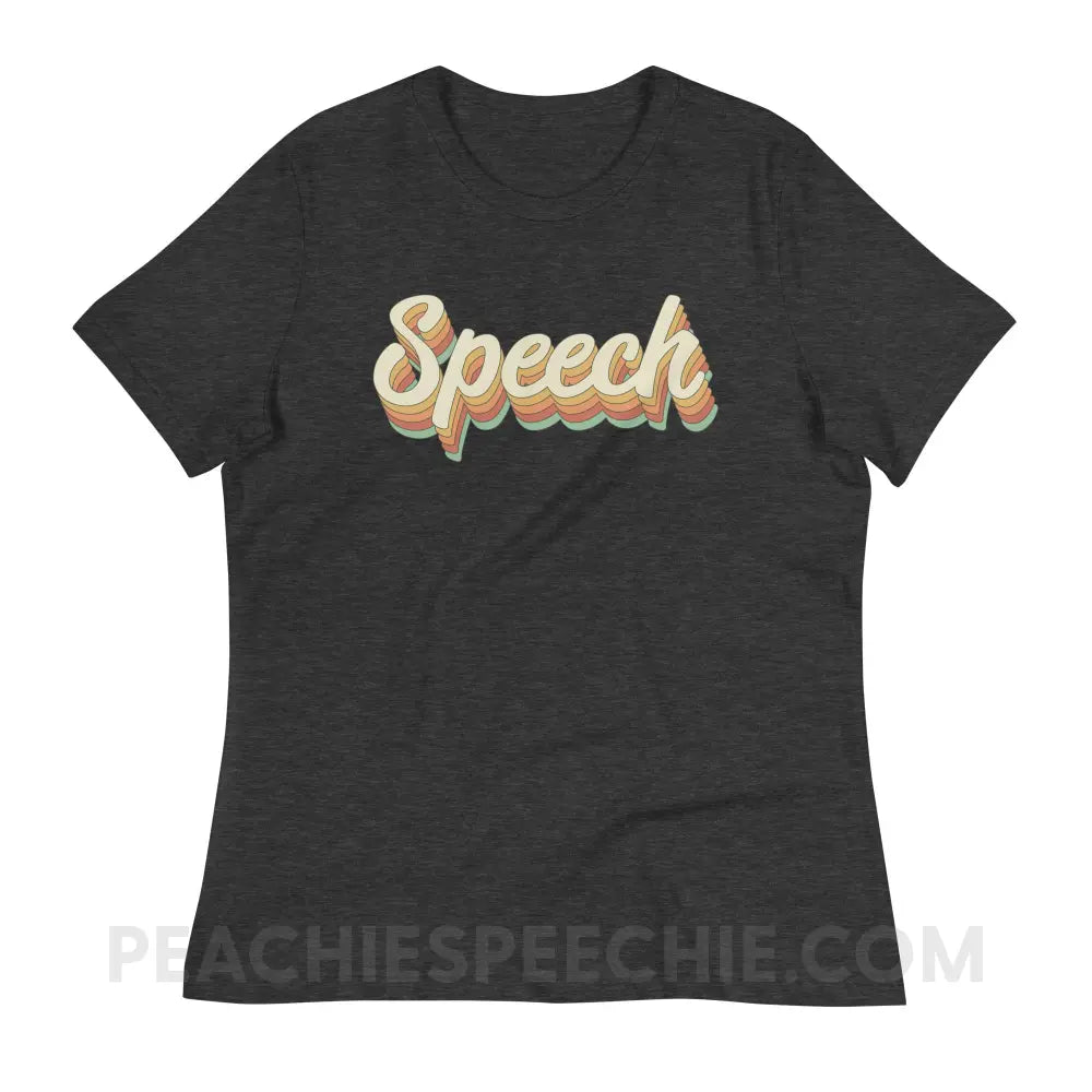 Speech Stack Women’s Relaxed Tee - Dark Grey Heather / S - peachiespeechie.com