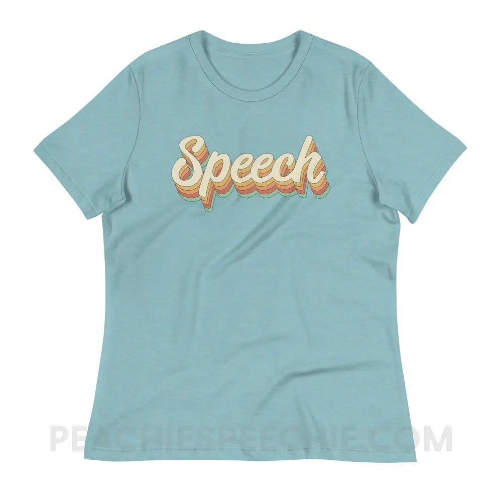 Speech Stack Women’s Relaxed Tee - Heather Blue Lagoon / S - peachiespeechie.com
