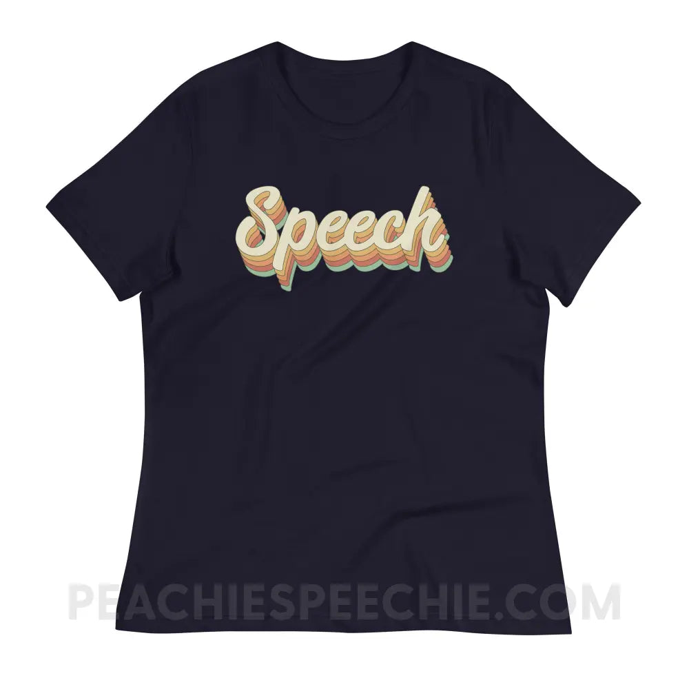 Speech Stack Women’s Relaxed Tee - Navy / S - peachiespeechie.com