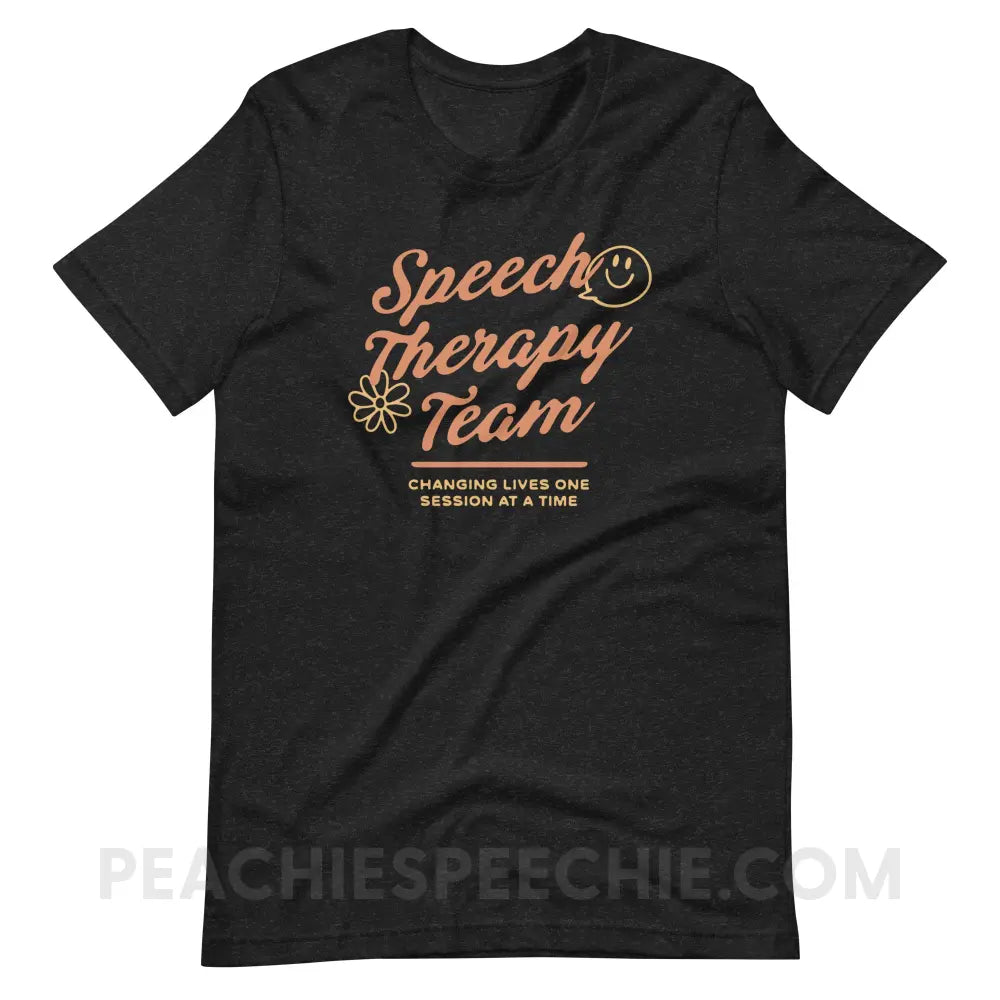 Speech Team Changing Lives Premium Soft Tee - Black Heather / XS - peachiespeechie.com