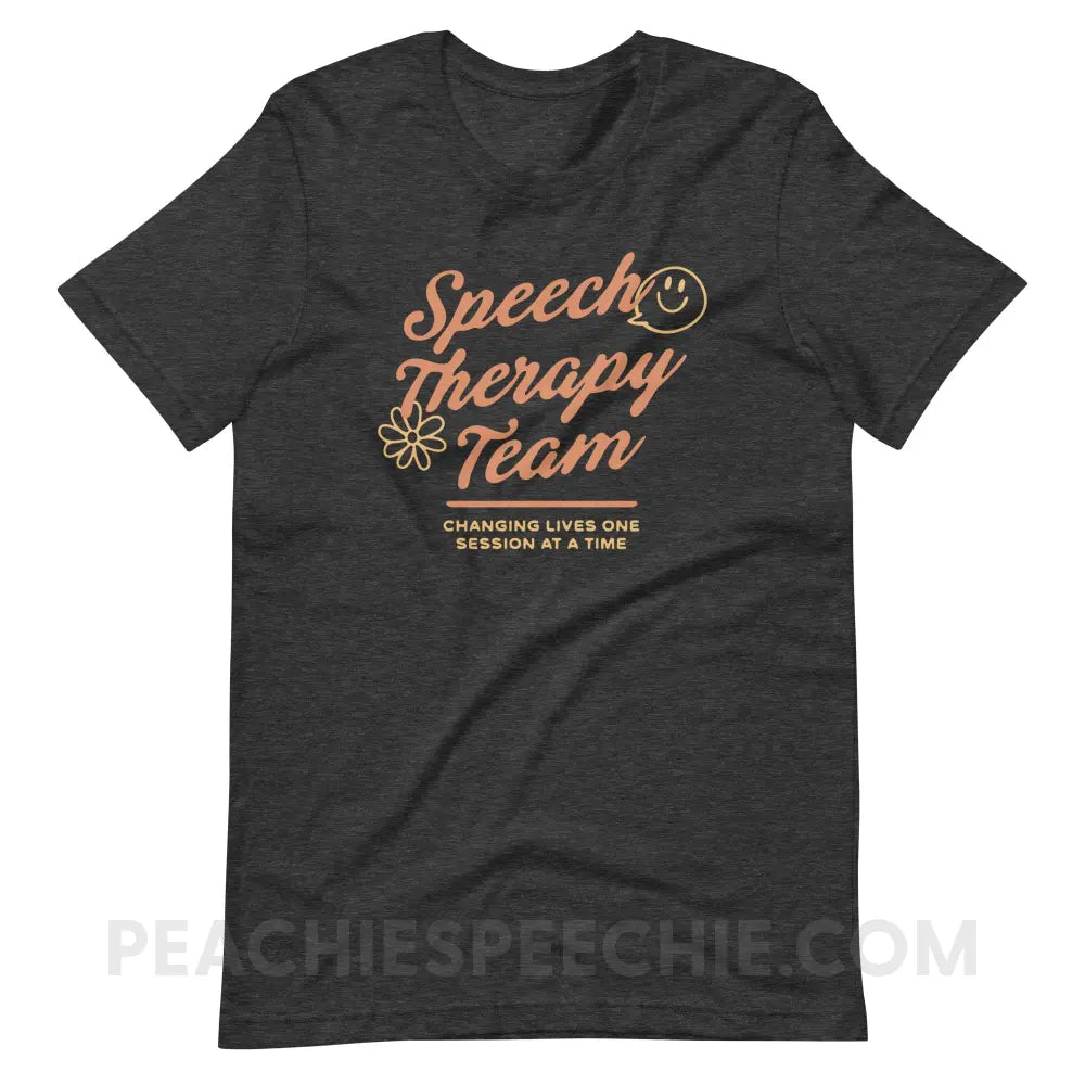 Speech Team Changing Lives Premium Soft Tee - Dark Grey Heather / XS - peachiespeechie.com