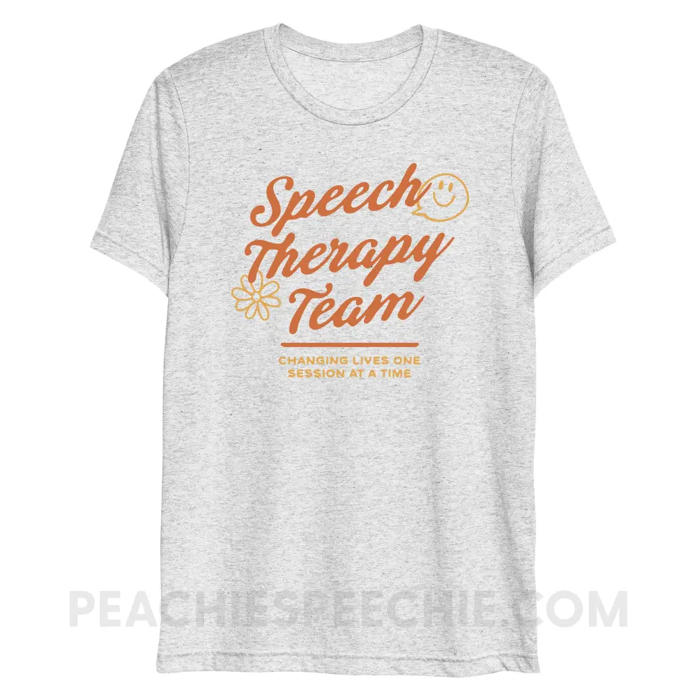Speech Team Changing Lives Tri-Blend Tee - White Fleck Triblend / XS - peachiespeechie.com