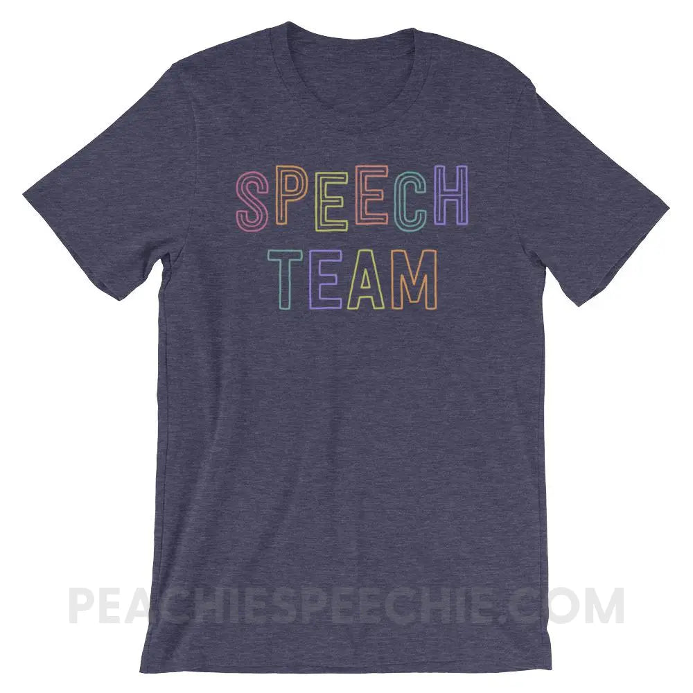 Speech Team Premium Soft Tee - Heather Midnight Navy / XS - T-Shirts & Tops peachiespeechie.com