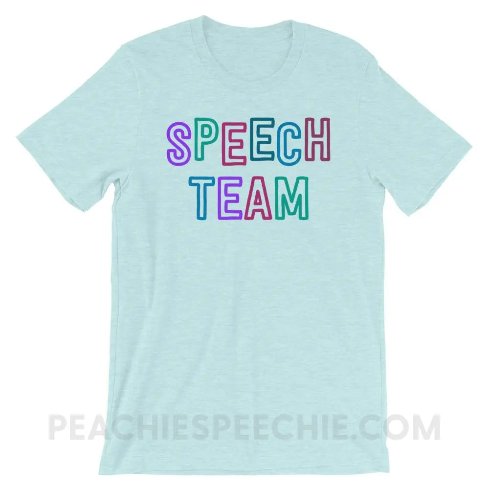Speech Team Premium Soft Tee - Heather Prism Ice Blue / XS - T-Shirts & Tops peachiespeechie.com