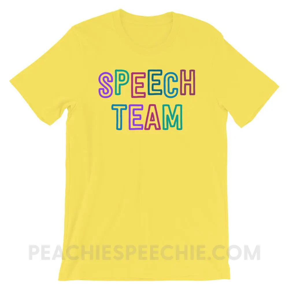 Speech Team Premium Soft Tee - Yellow / S - T-Shirts & Tops peachiespeechie.com