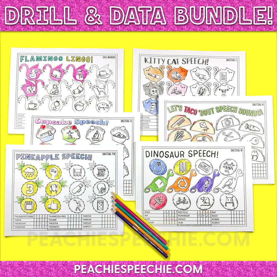 Speech Therapy: Articulation Drill and Data BUNDLE - Materials peachiespeechie.com