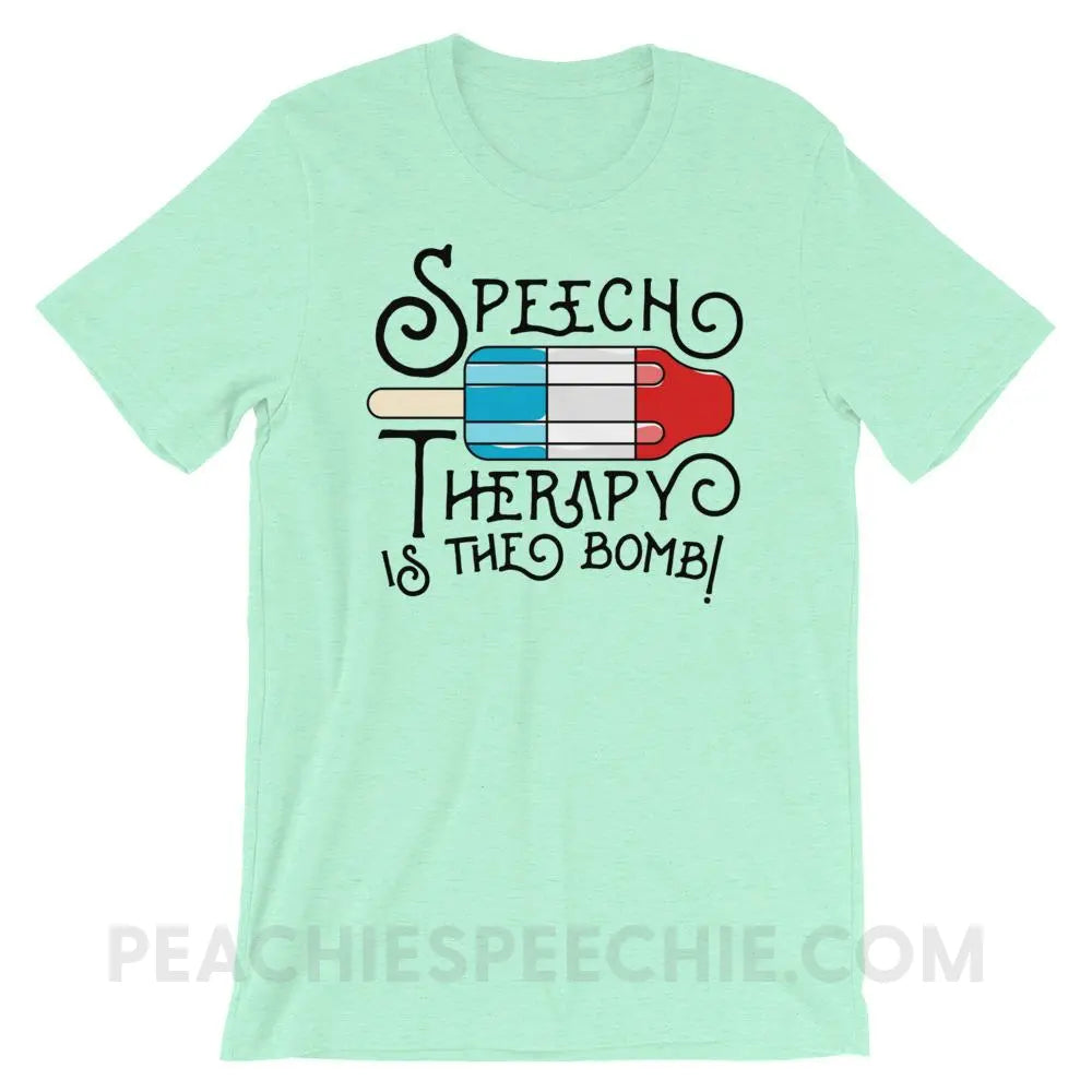 Speech Therapy Is The Bomb Premium Soft Tee - Heather Mint / S - T-Shirts & Tops peachiespeechie.com