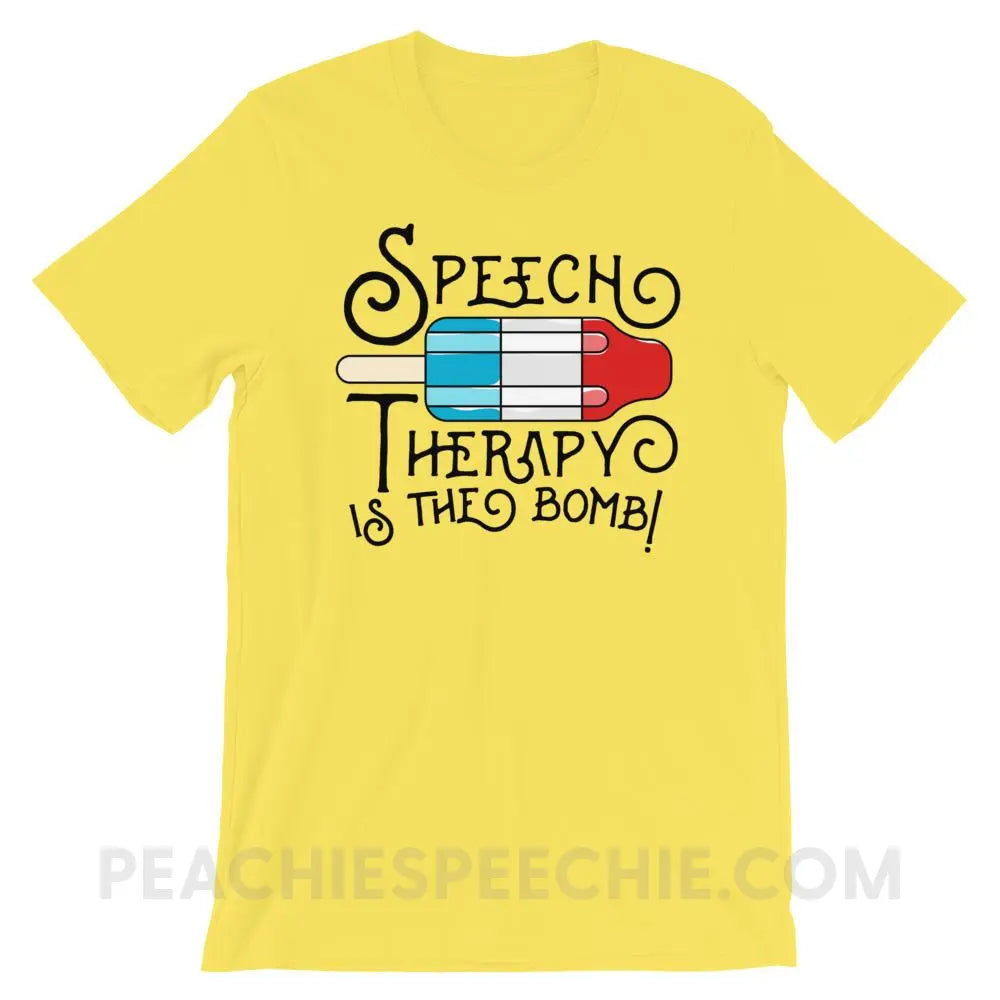 Speech Therapy Is The Bomb Premium Soft Tee - Yellow / S - T-Shirts & Tops peachiespeechie.com