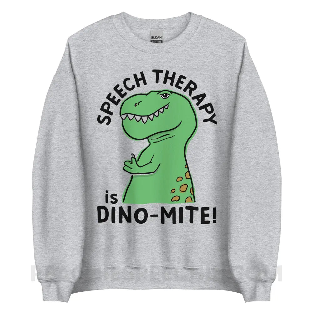 Speech Therapy is Dino-Mite Classic Sweatshirt - Sport Grey / S - Hoodies & Sweatshirts peachiespeechie.com