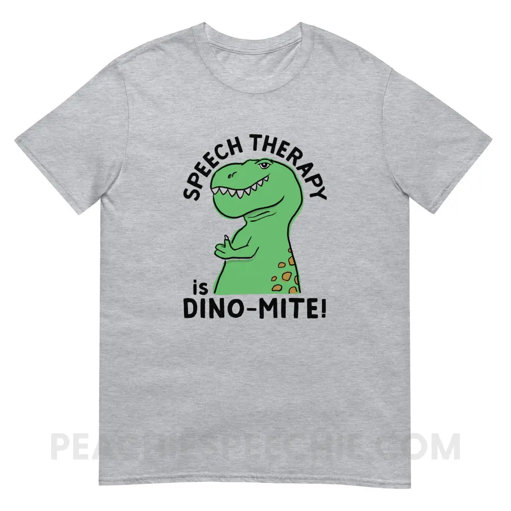Speech Therapy is Dino-Mite Classic Tee - Sport Grey / S - T-Shirt peachiespeechie.com