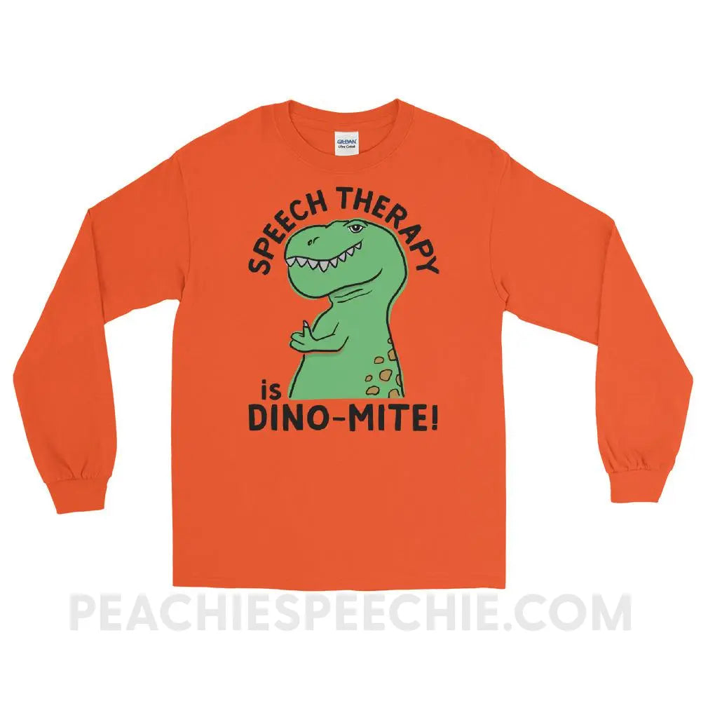 Speech Therapy is Dino-Mite Long Sleeve Tee - T-Shirts & Tops peachiespeechie.com
