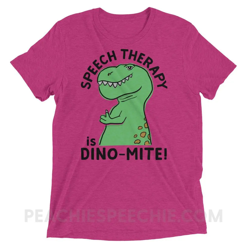 Speech Therapy is Dino-Mite Tri-Blend Tee - Berry Triblend / XS - T-Shirts & Tops peachiespeechie.com