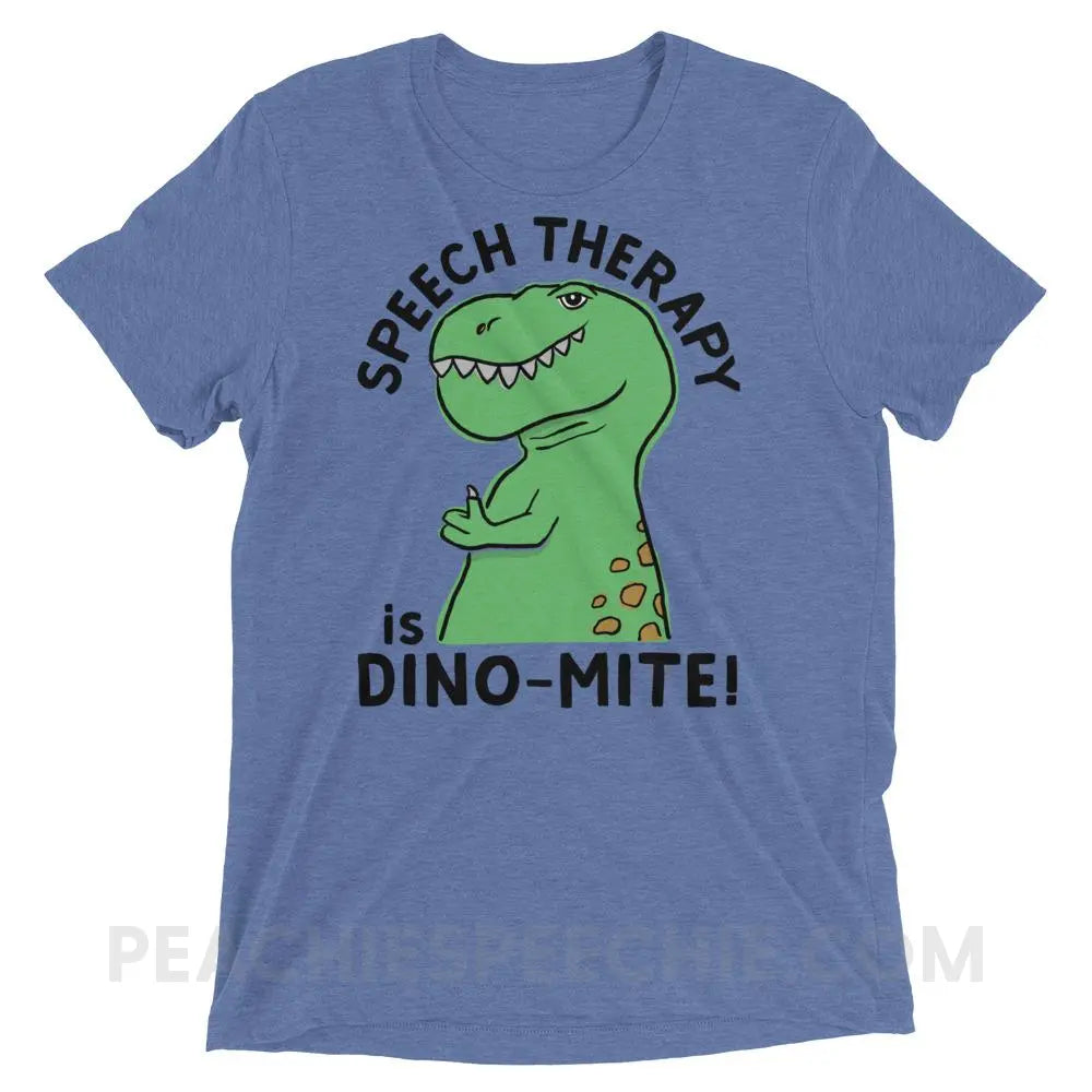 Speech Therapy is Dino-Mite Tri-Blend Tee - Blue Triblend / XS - T-Shirts & Tops peachiespeechie.com