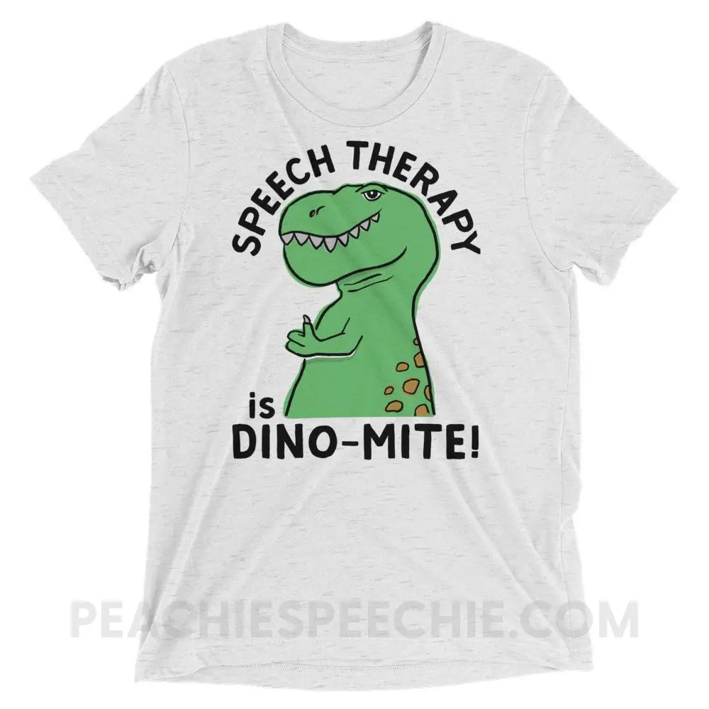 Speech Therapy is Dino-Mite Tri-Blend Tee - White Fleck Triblend / XS - T-Shirts & Tops peachiespeechie.com