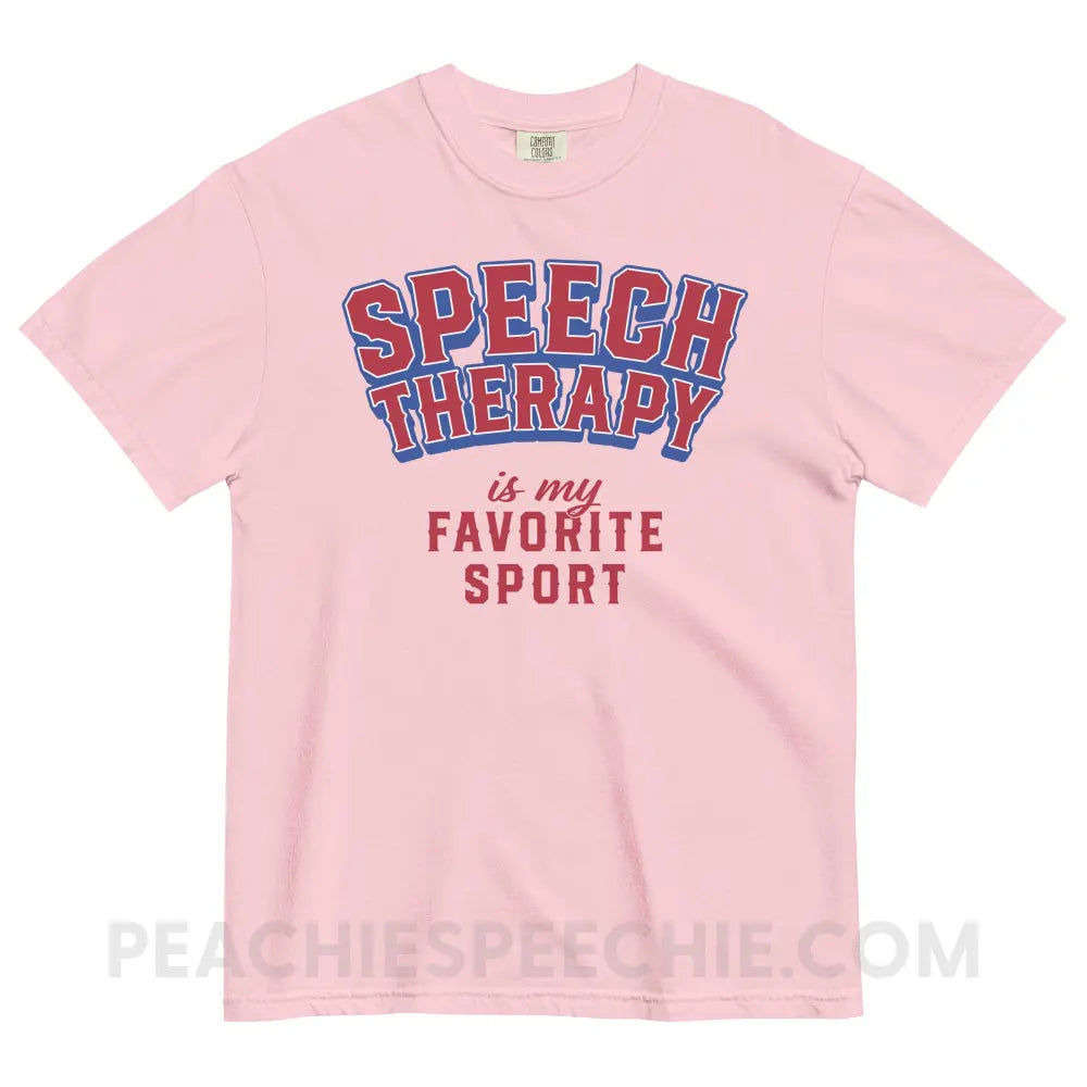 Speech Therapy Is My Favorite Sport Comfort Colors Tee - Blossom / S - peachiespeechie.com