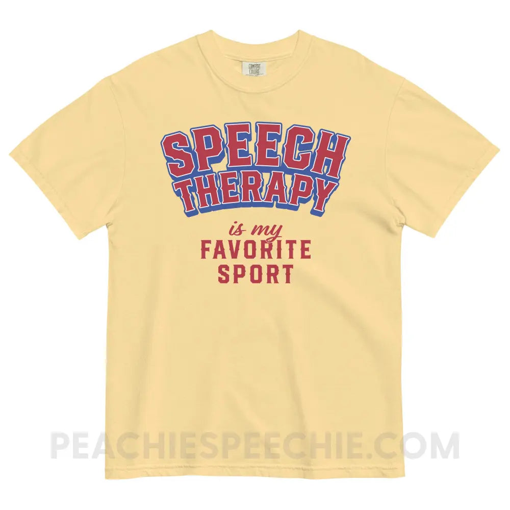 Speech Therapy Is My Favorite Sport Comfort Colors Tee - Butter / S - peachiespeechie.com