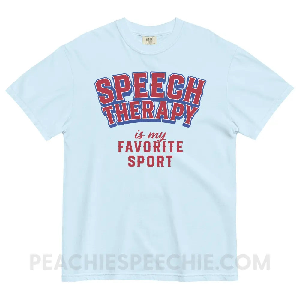 Speech Therapy Is My Favorite Sport Comfort Colors Tee - Chambray / S - peachiespeechie.com