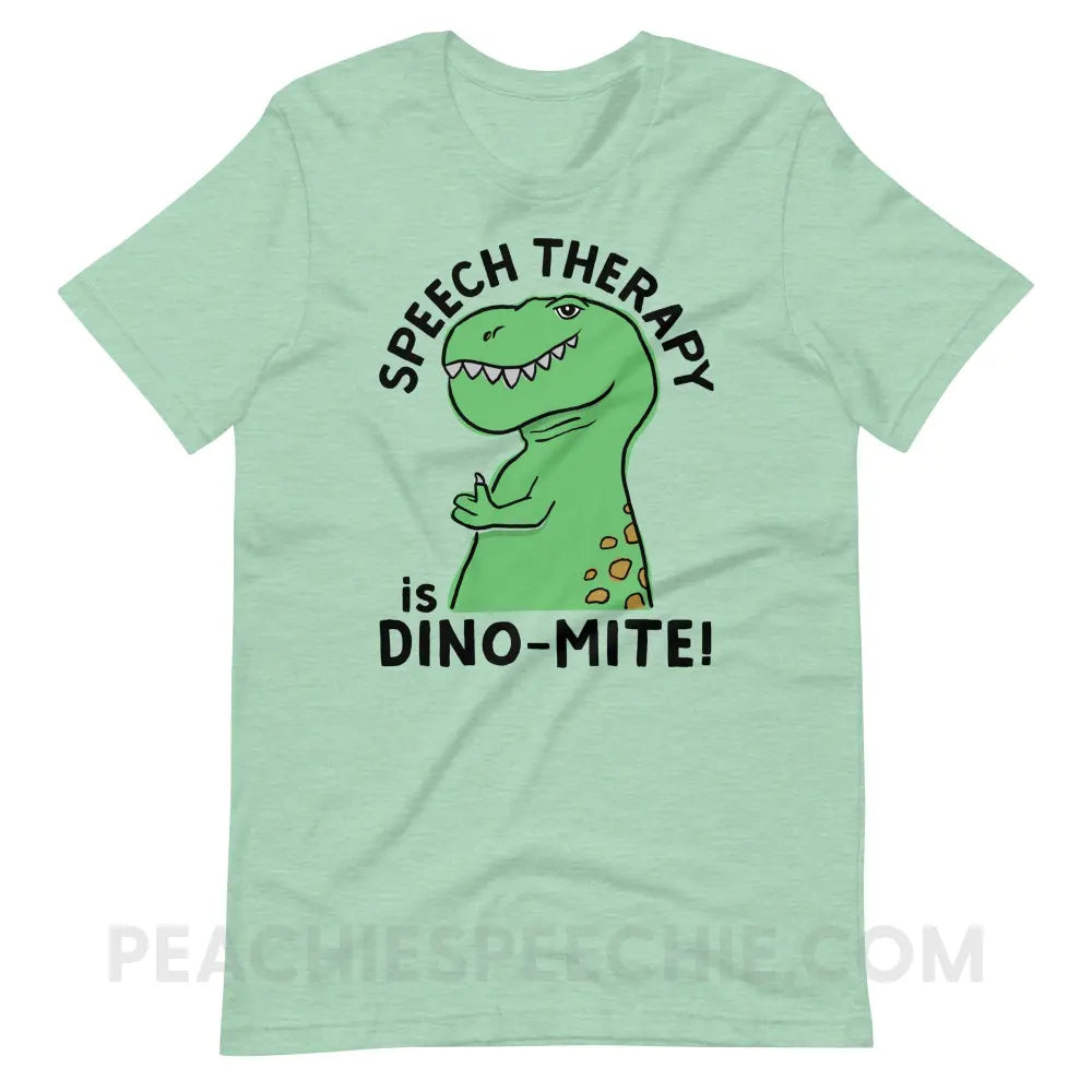 Speech Therapy is Dino - Mite Premium Soft Tee - Heather Prism Mint / XS - T - Shirts & Tops peachiespeechie.com