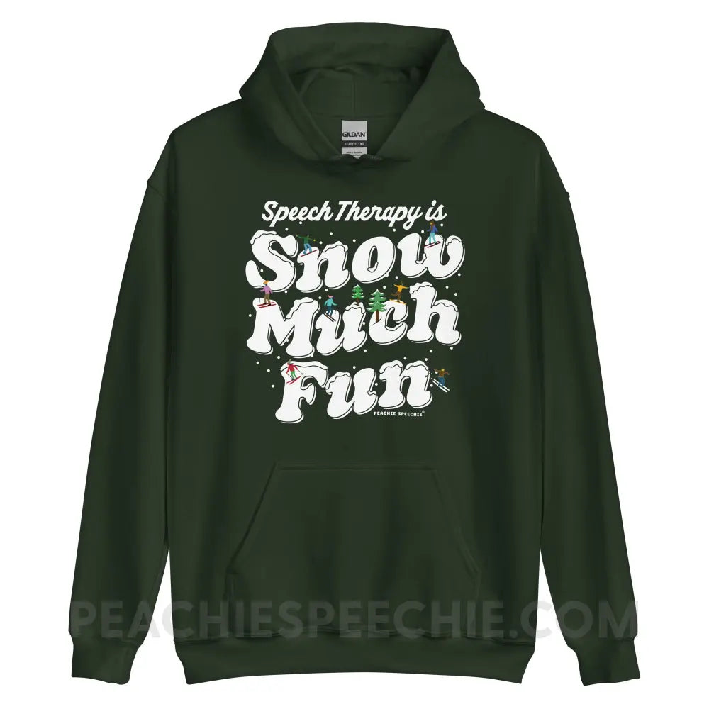 Speech Therapy is Snow Much Fun Classic Hoodie - Forest Green / S - peachiespeechie.com