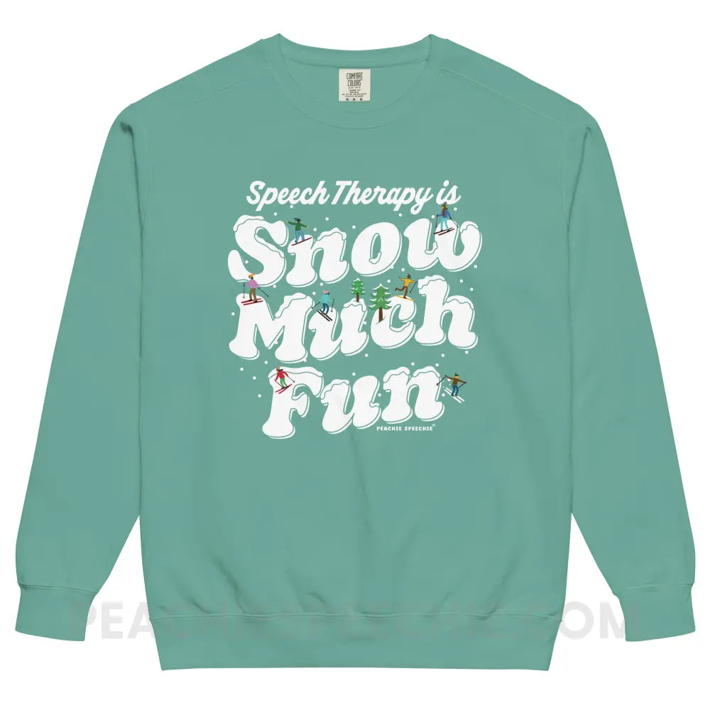 Speech Therapy is Snow Much Fun Comfort Colors Crewneck - Seafoam / S - peachiespeechie.com