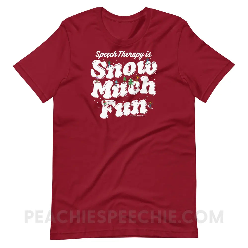 Speech Therapy is Snow Much Fun Premium Soft Tee - Cardinal / S - peachiespeechie.com